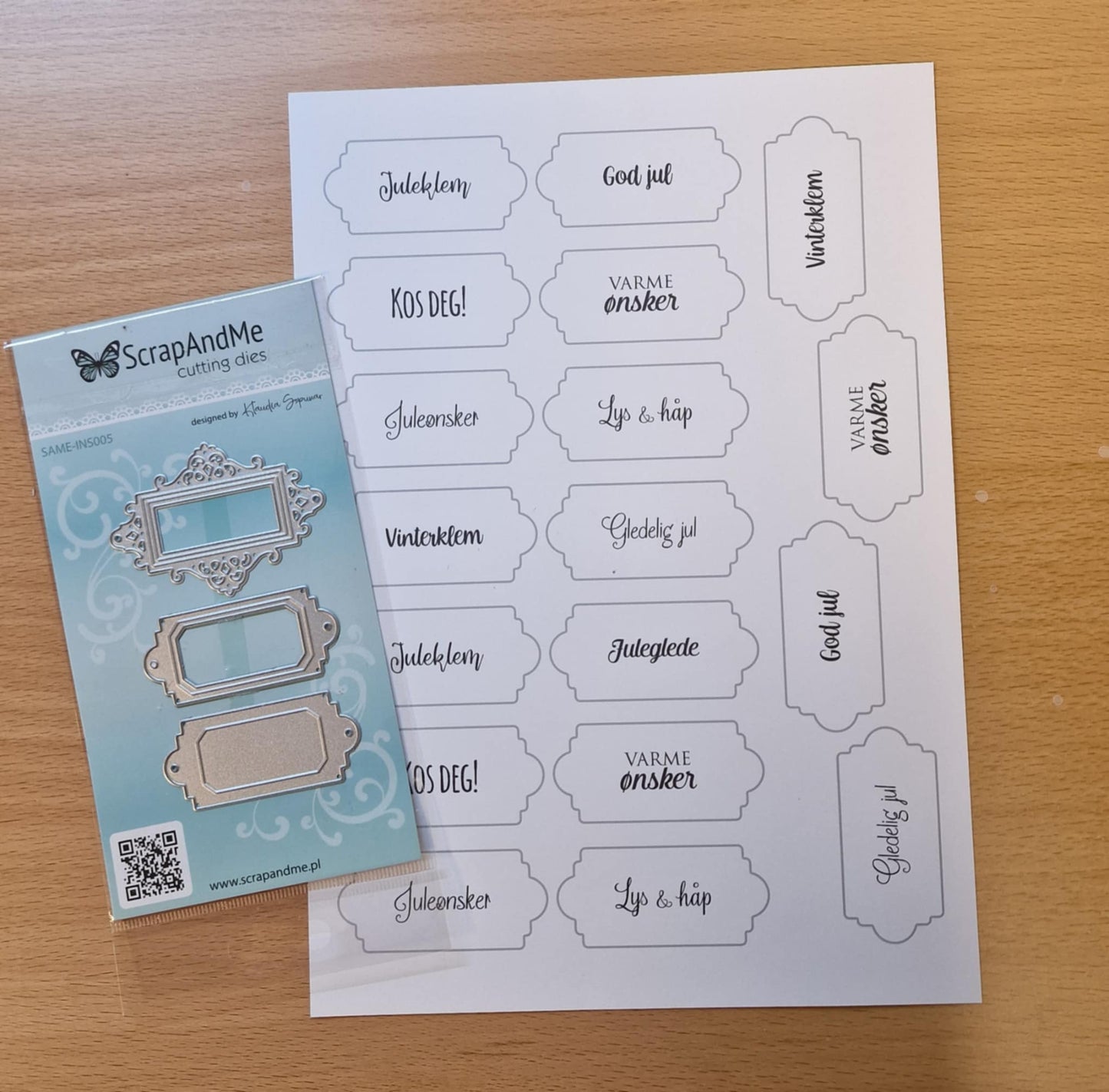 ScrapAndMe - Utklipsark tekstrammer