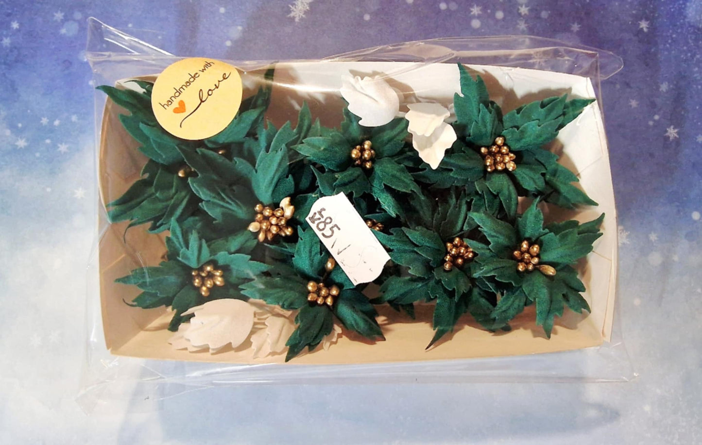 Bomullstoff blomster - Poisentia grønn