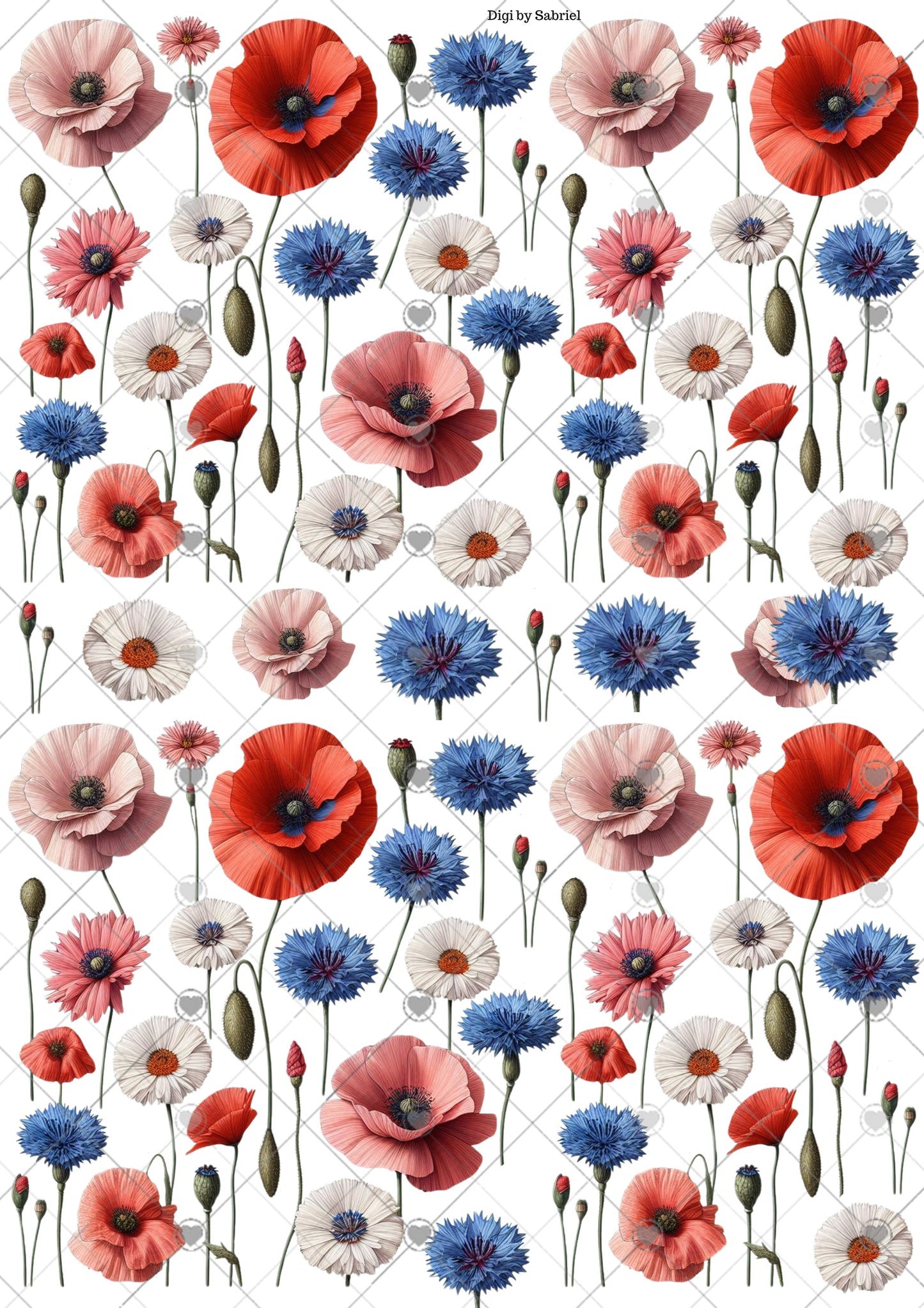 Utklipsark A4 - 17 mai blomster