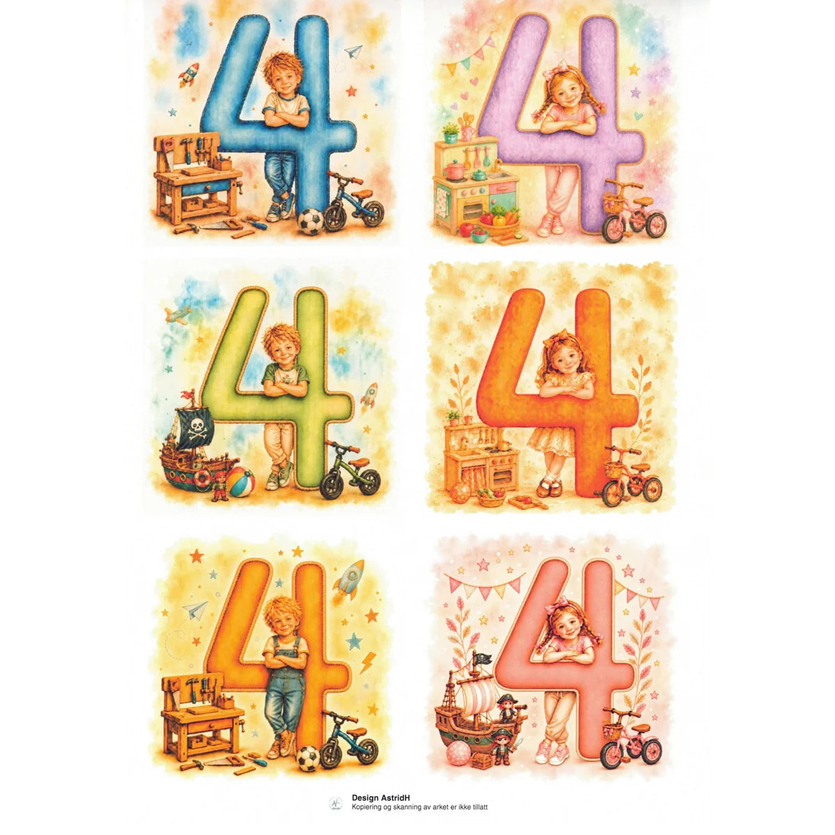 AstridH Design - Motivark - Hurra 4 år