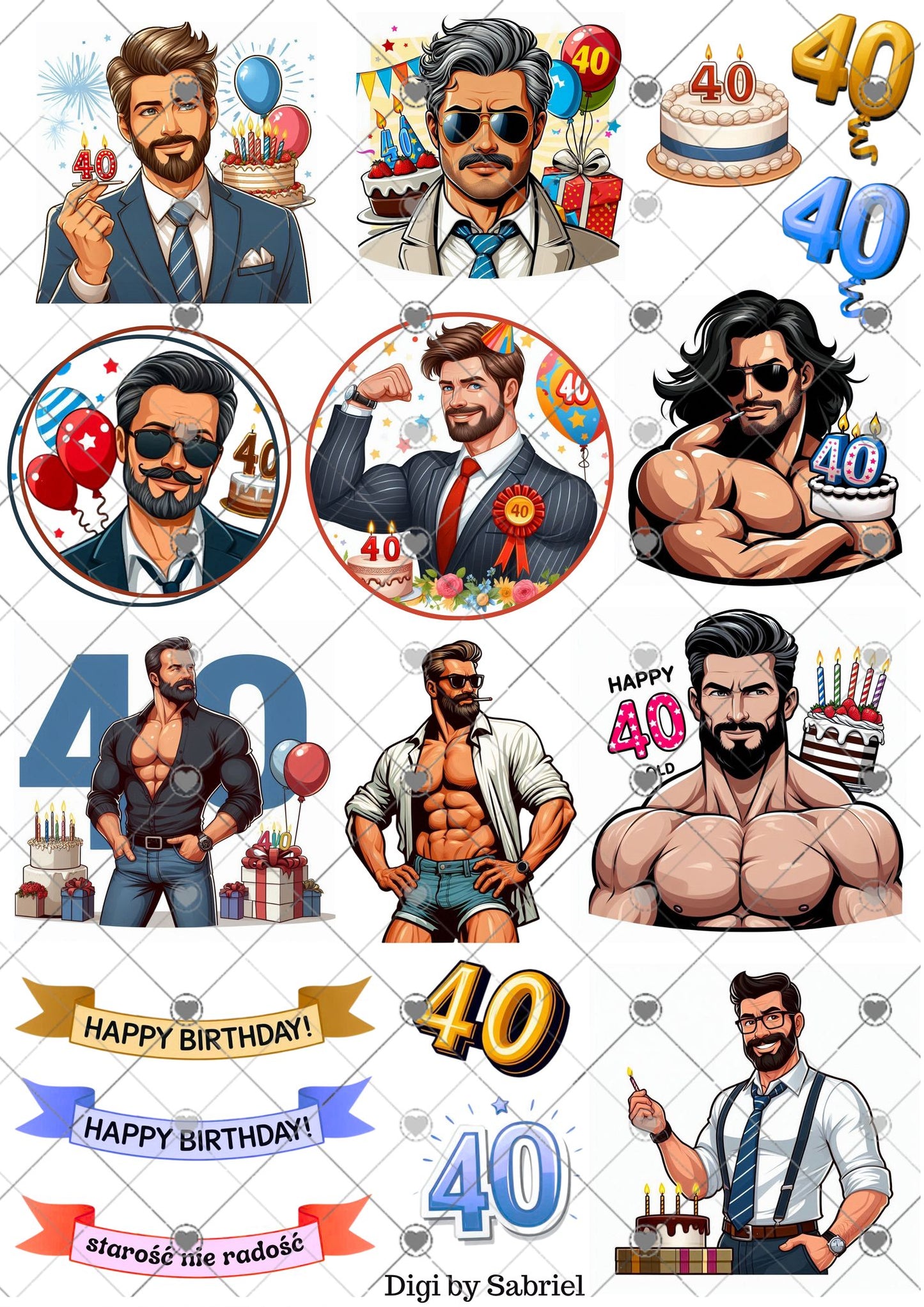 Utklipsark A4 - 40 år mann 2