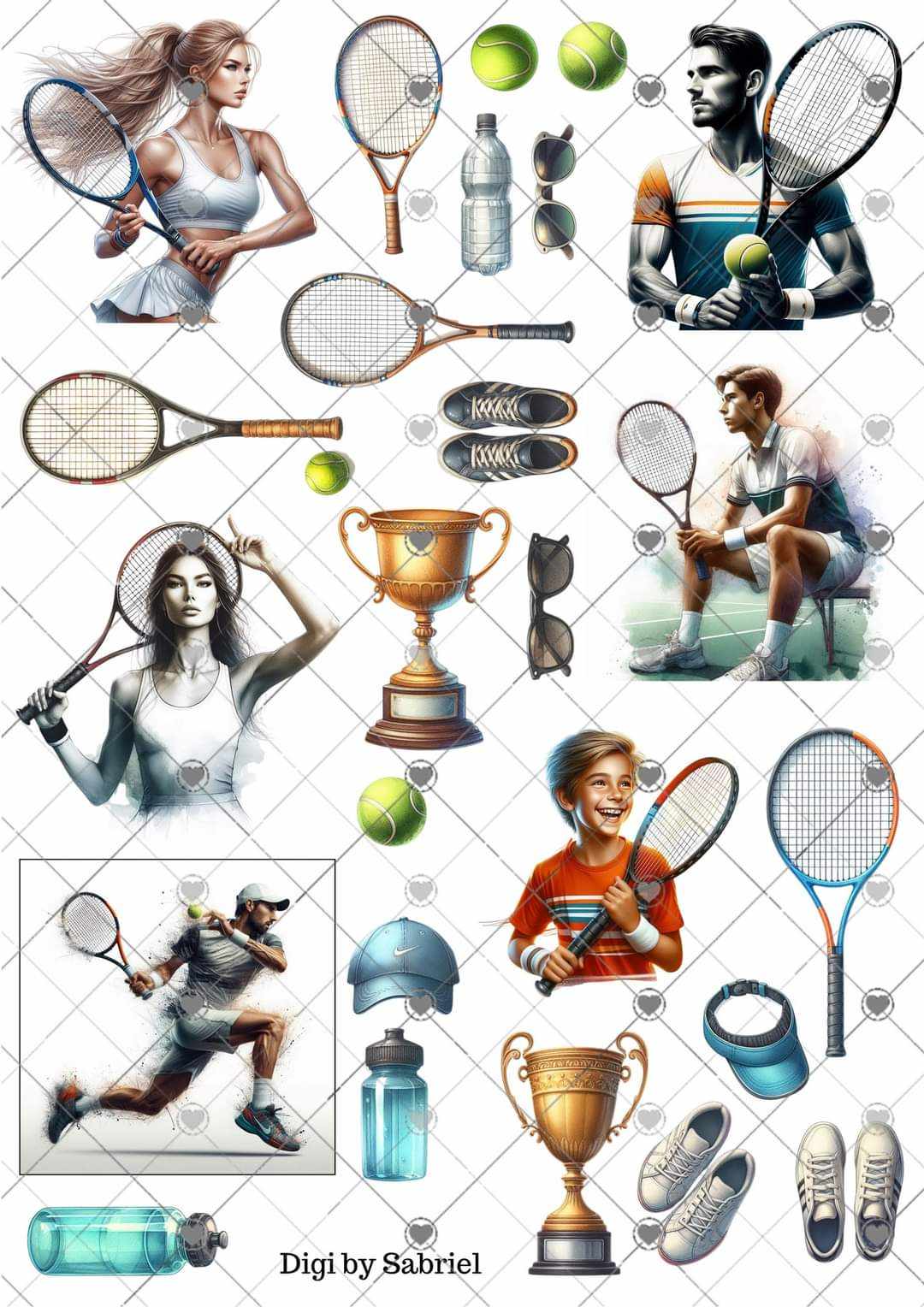 Utklipsark A4 - Tennis