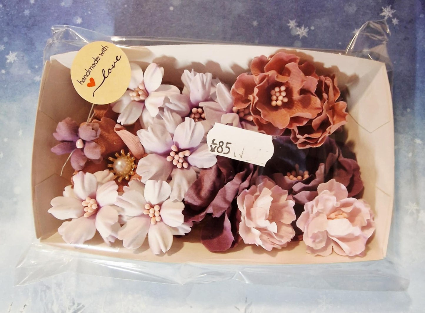 Bomullstoff blomster - Rosa