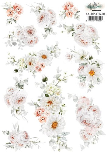 AlchemyOfArt - Rispapir A4 - Hvitt blomster