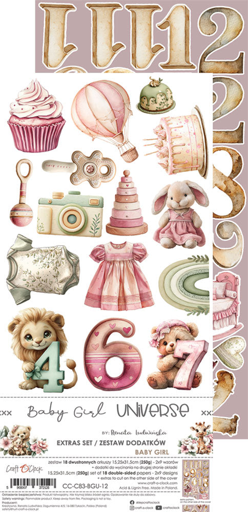 Craft o`clock - Baby Girl Universe - klippeblokk extras