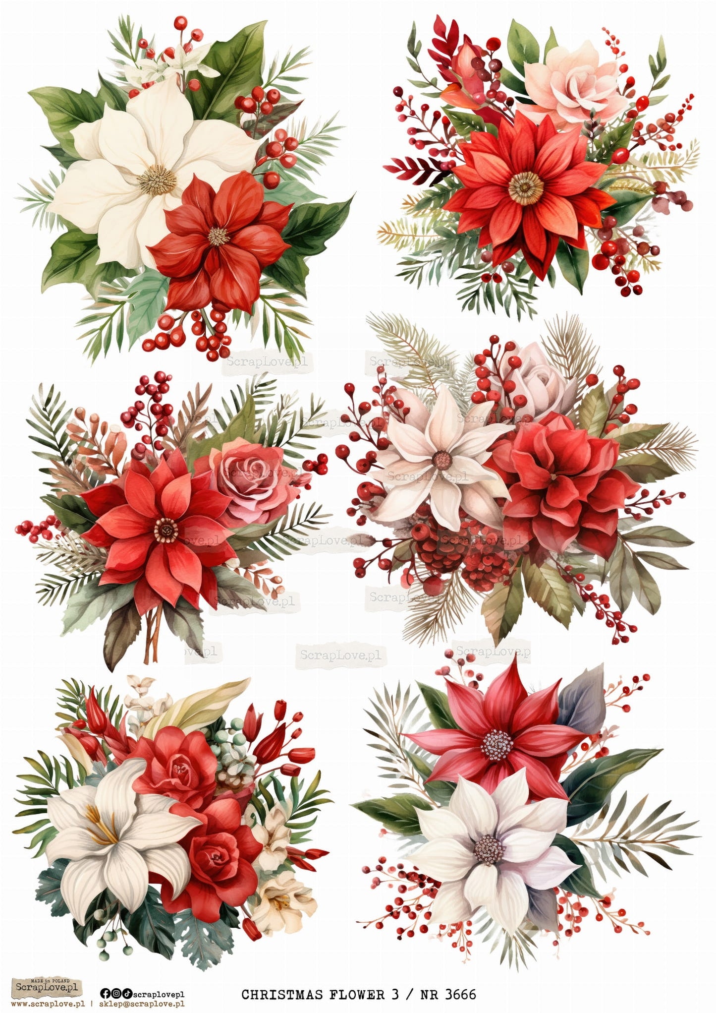 Utklippsark A4 - Christmas Flowers 3