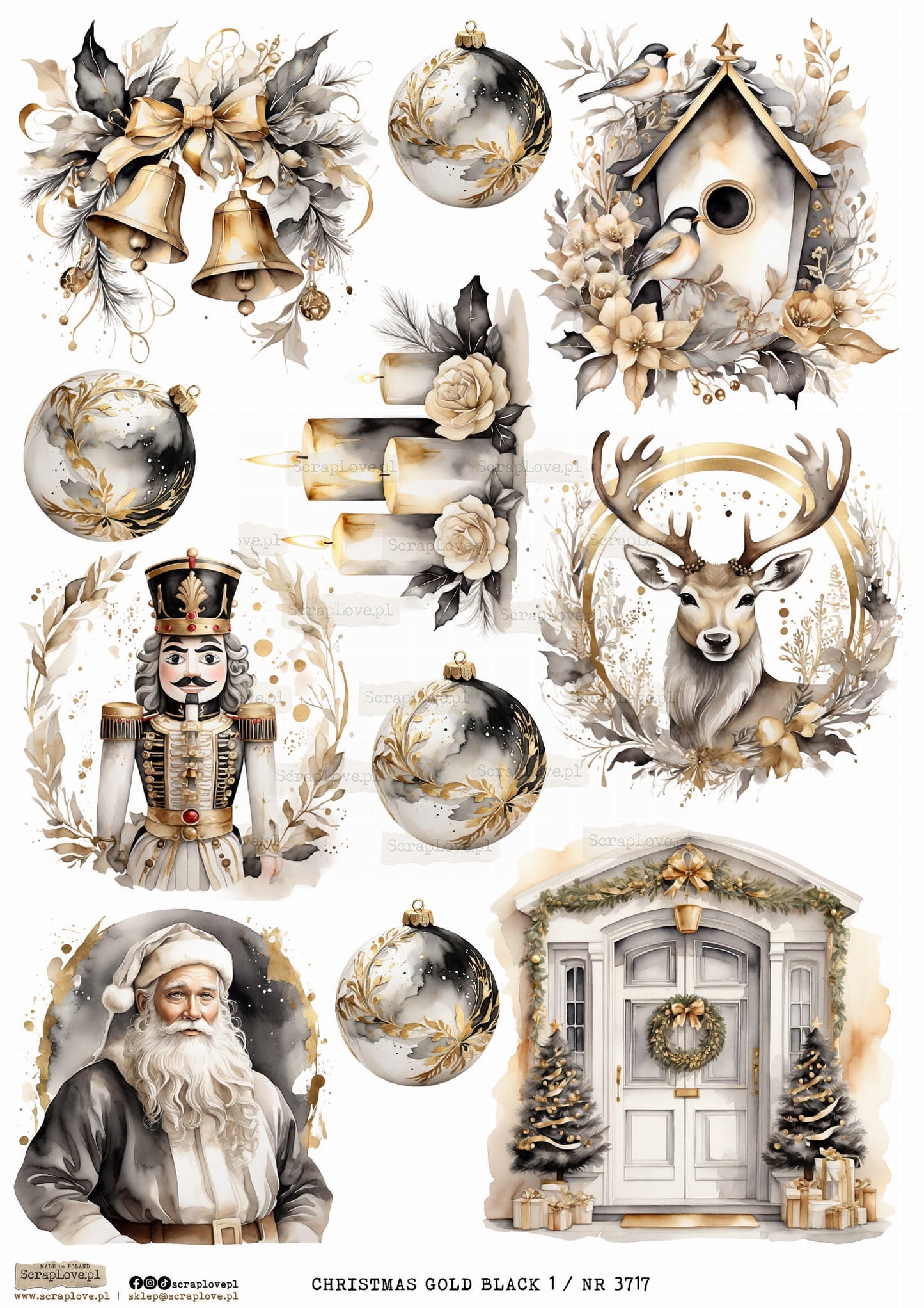 Utklippsark A4 - Christmas Gold Black 1