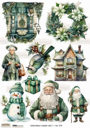 Utklippsark A4 - Christmas Green Set 1