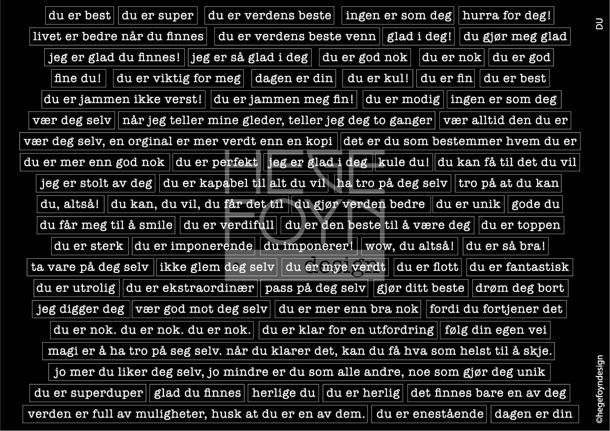 Hege Foyn - Du - klistermerke svart