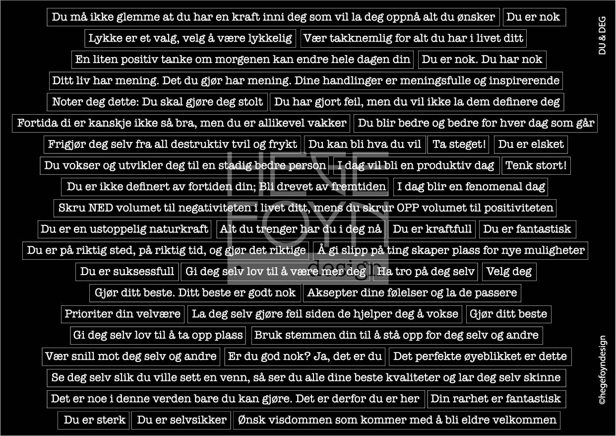 Hege Foyn - Du og Deg - klistermerke svart A5