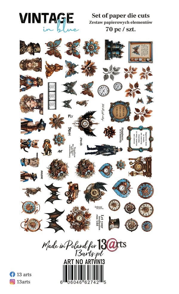13Arts - Vintage in blue - die cuts