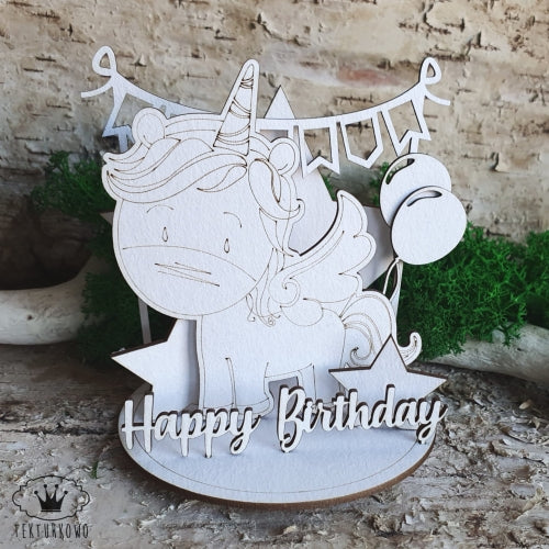 Chipboard Stanboks - Happy Birthday - Unicorn