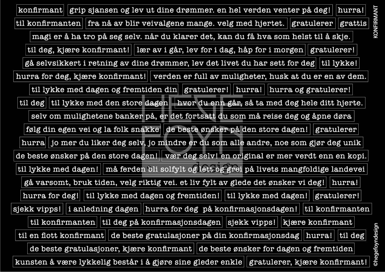 Hege Foyn - Konfirmant - klistermerke svart