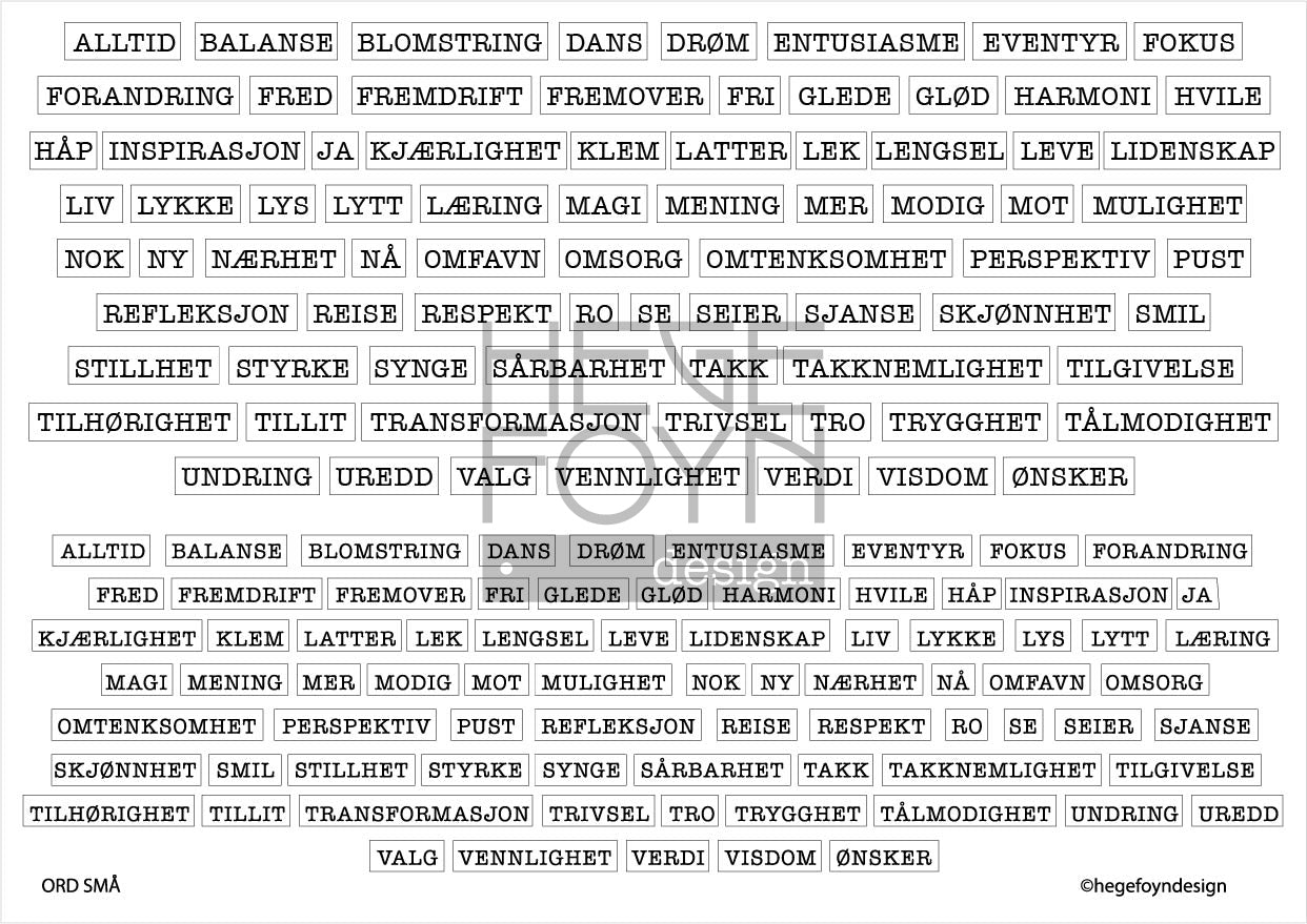 Hege Foyn - Ord små - klistermerke hvitt