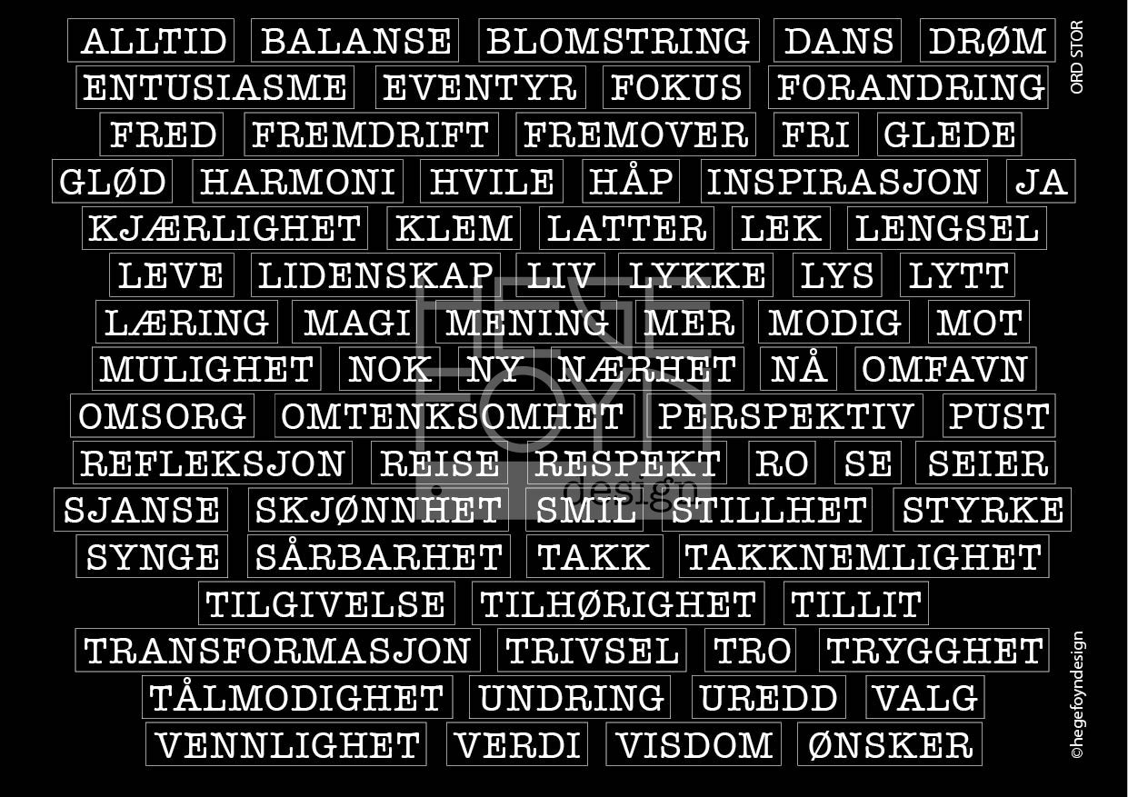 Hege Foyn - Ord store - klistermerke svart