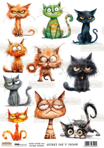 Utklippsark A4 - Quirky cat 1