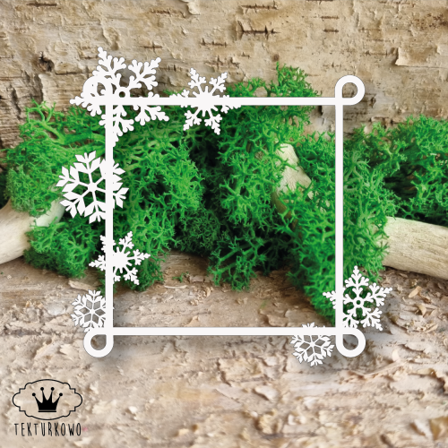 Chipboard - Ramme kvadrat med snøfnugg