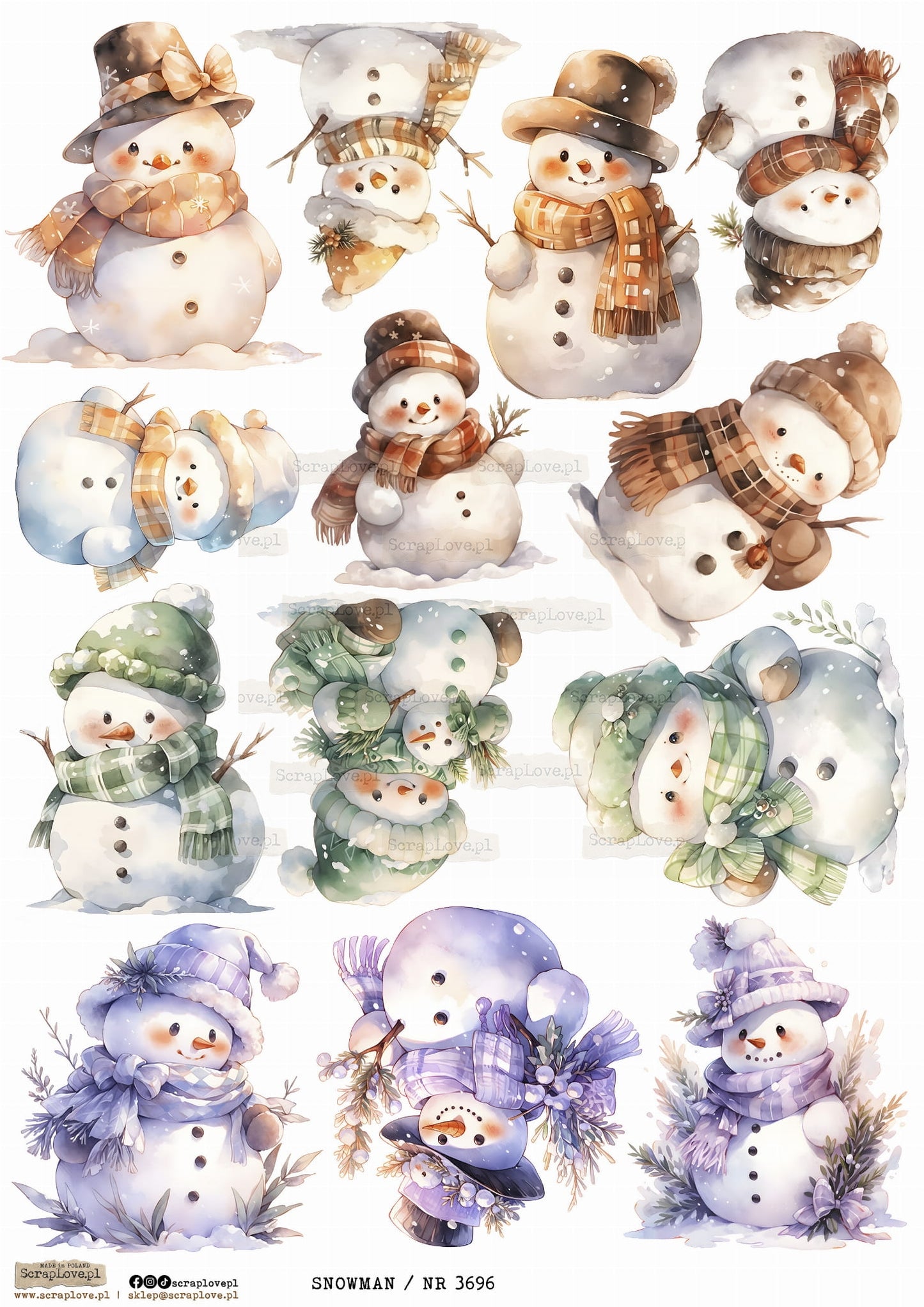 Utklippsark A4 - Snowman