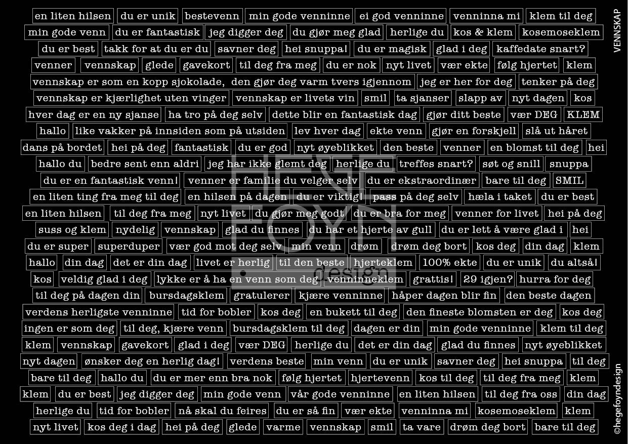 Hege Foyn - Vennskap - klistermerke svart