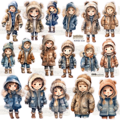 Scraplove - Winter Kids - klistermerker