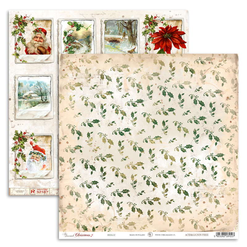 UHK-gallery - Art Journal Christmas 2 - 12x12" - Holly - klippeark