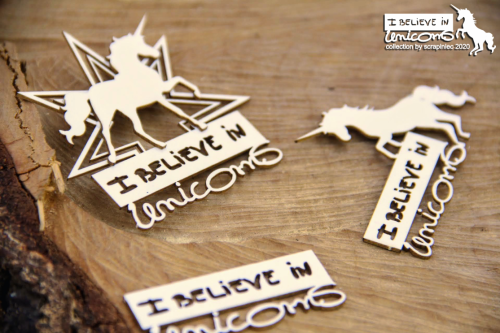 Chipboard - Believe in Unicorn -4stk