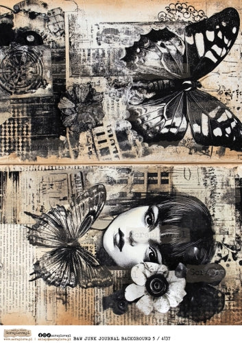 Utklippsark A4 - Junk Journal background 5