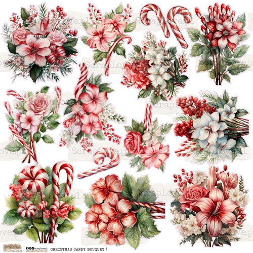 Scraplove - Christmas Candy Bouquet 1 - klistermerker