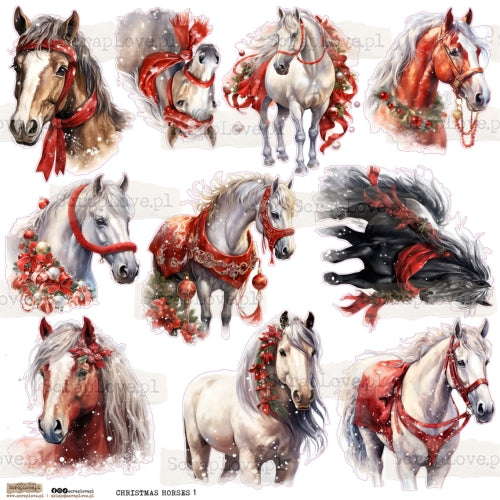 Scraplove - Christmas Horses 1 - klistermerker