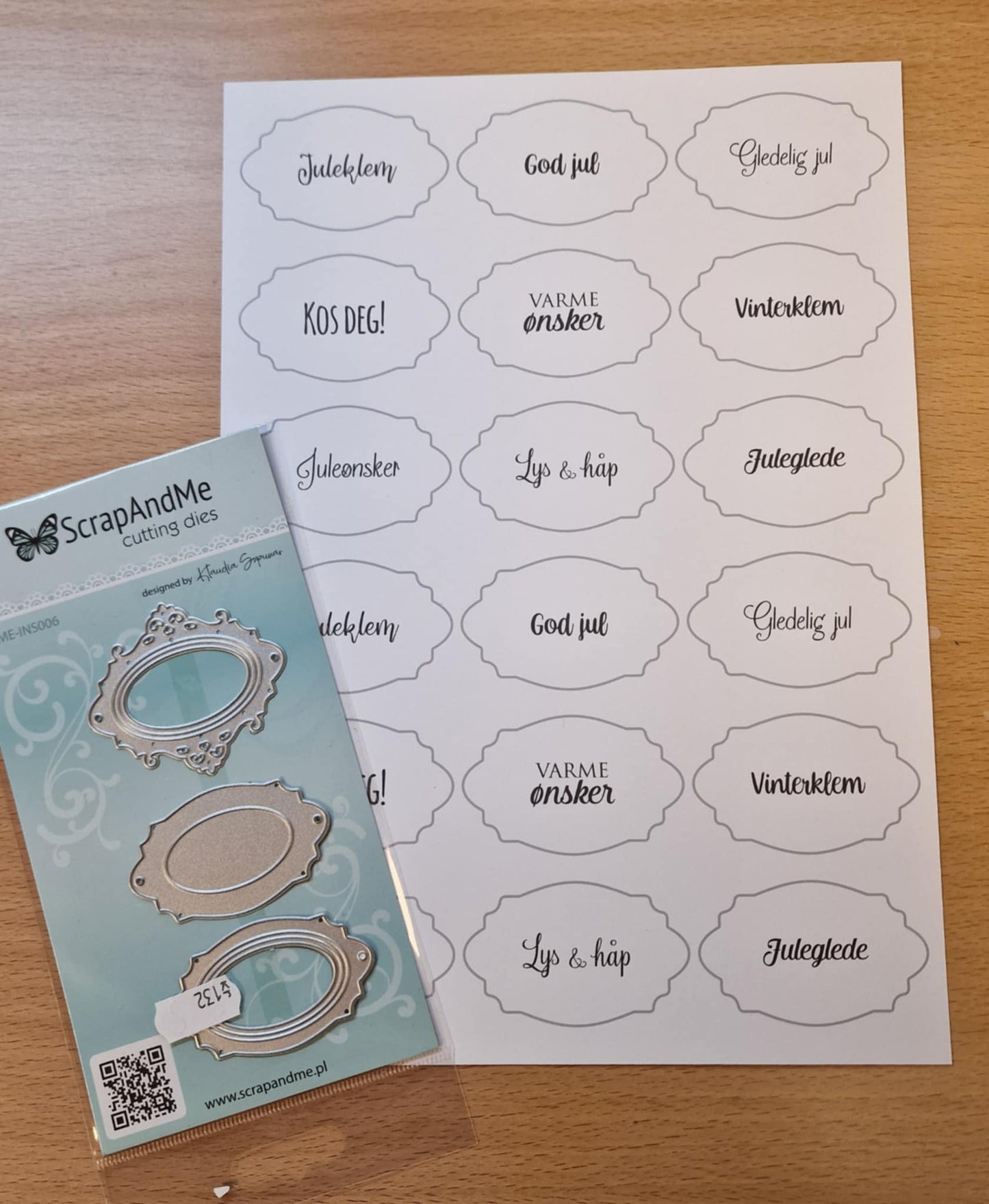 ScrapAndMe - Utklipsark tekstrammer 3