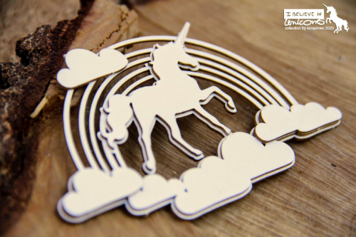 Chipboard - Regnbue med unicorn