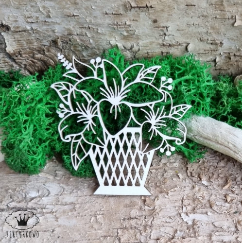 Chipboard - Kurv med blomster