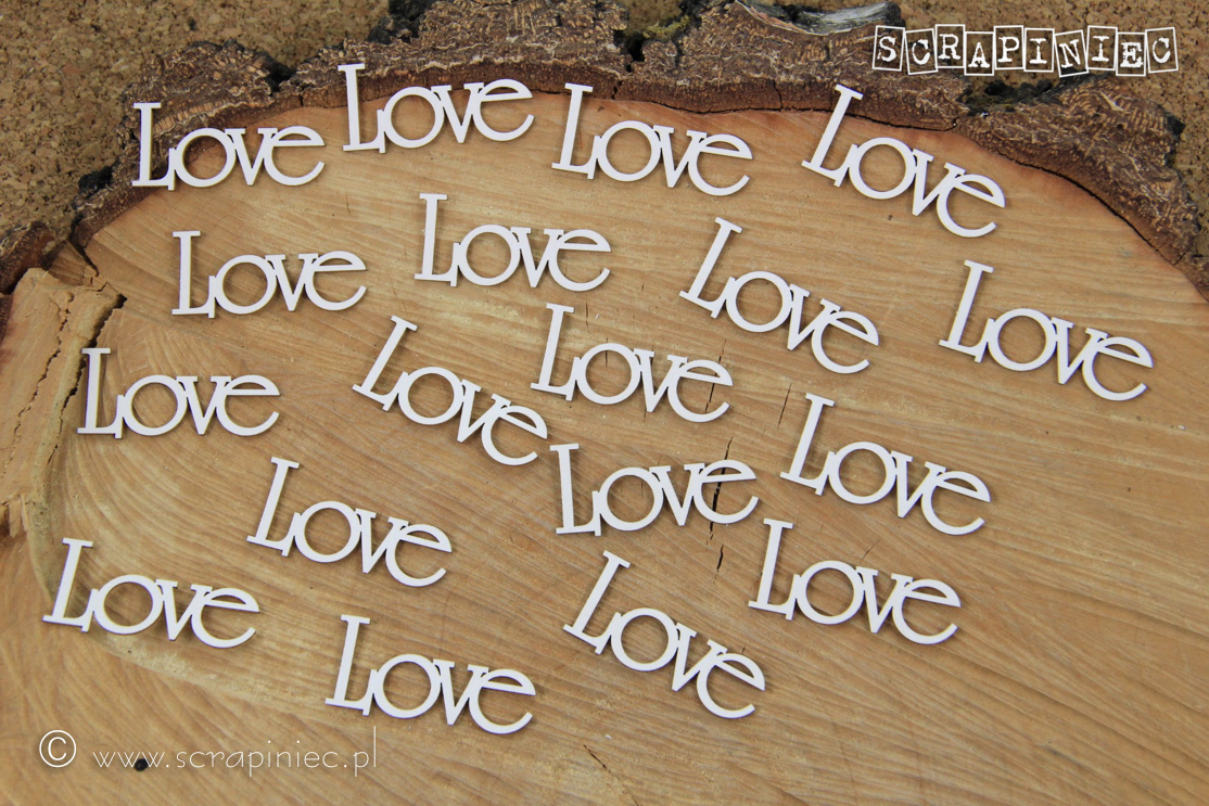 Chipboard - Innskripsjon - LOVE (18stk)