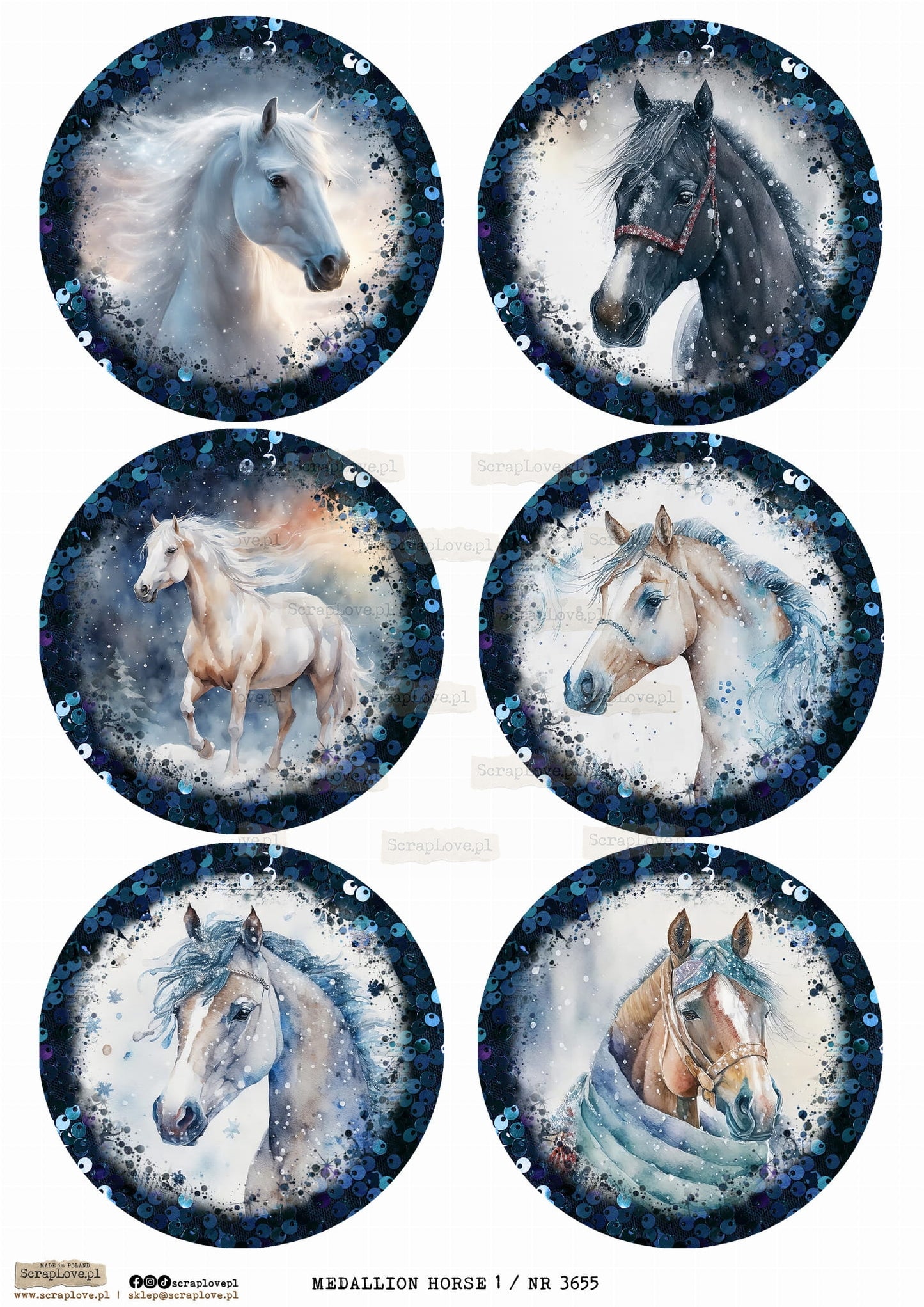 Utklippsark A4 - Medallion hourse 1