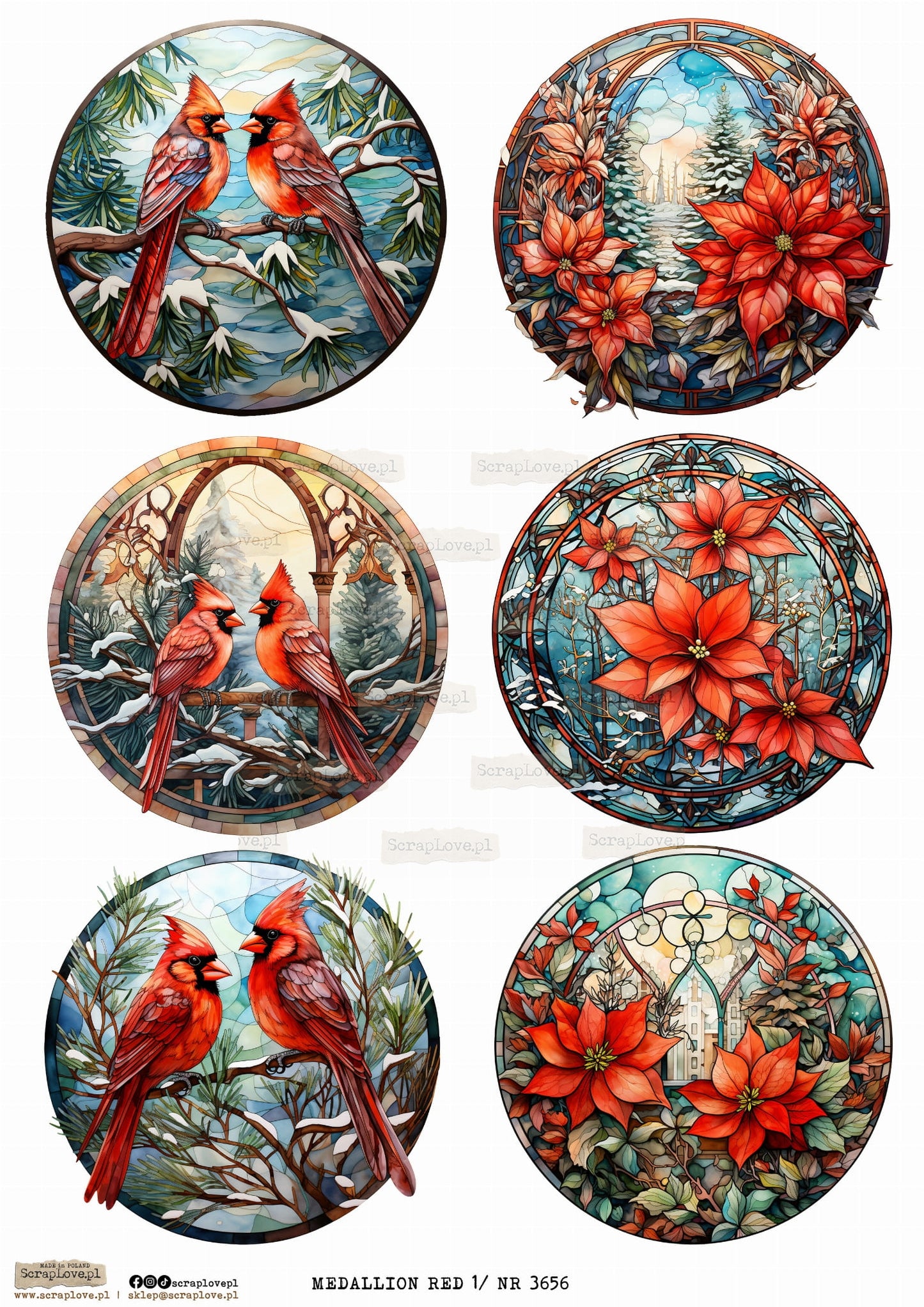 Utklippsark A4 - Medallion red 1