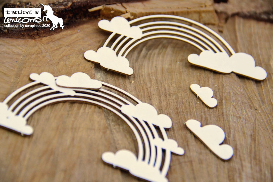 Chipboard - Regnbue- Believe in unicorns