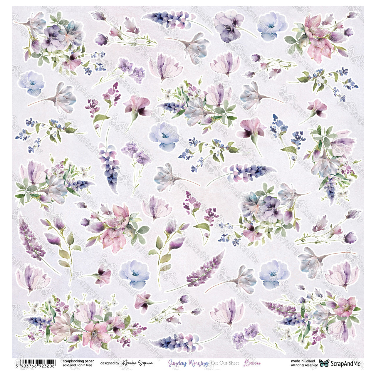 Scrapandme . Sunday Morning - 12x12" - klippeark blomster