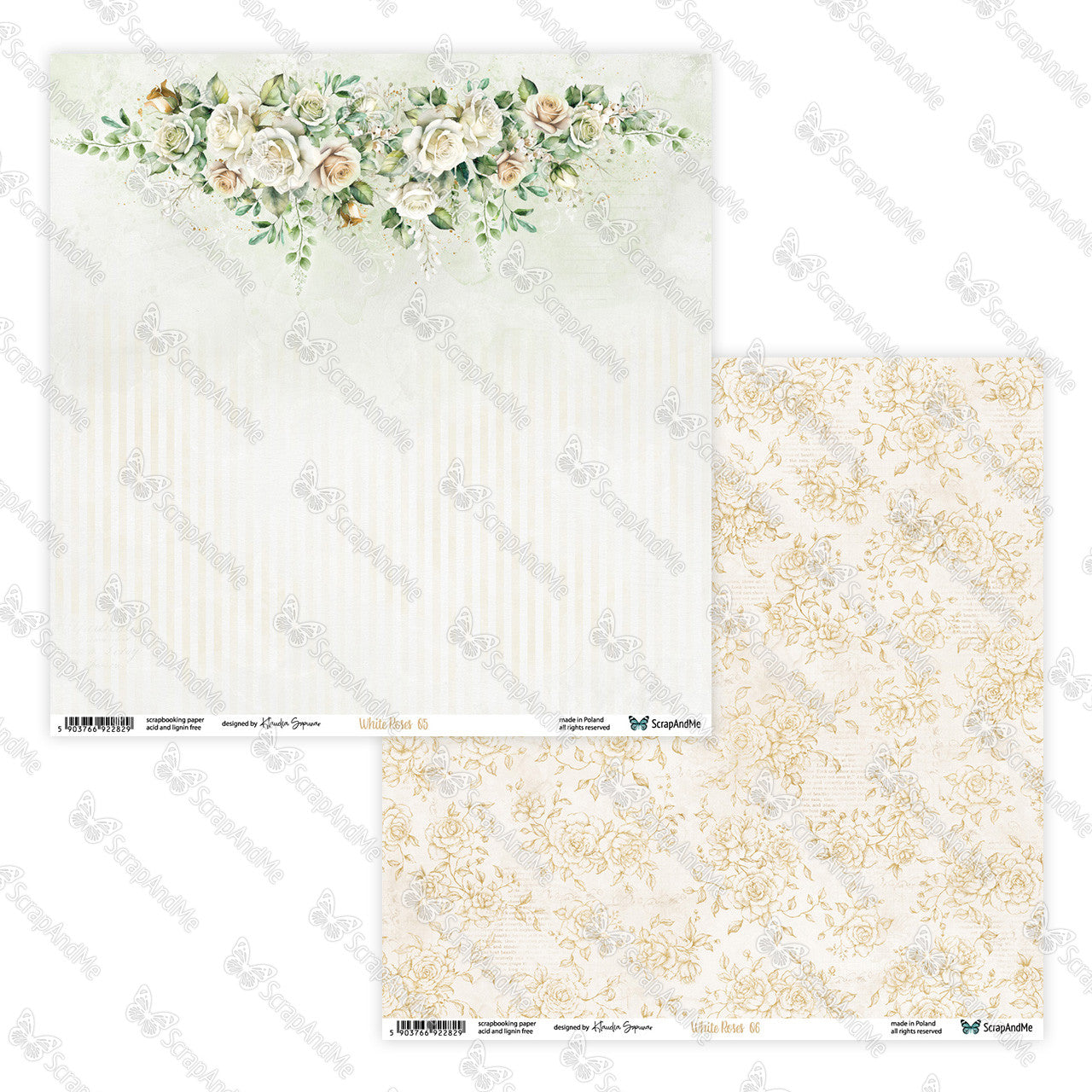 Scrapandme - White roses 8x8"