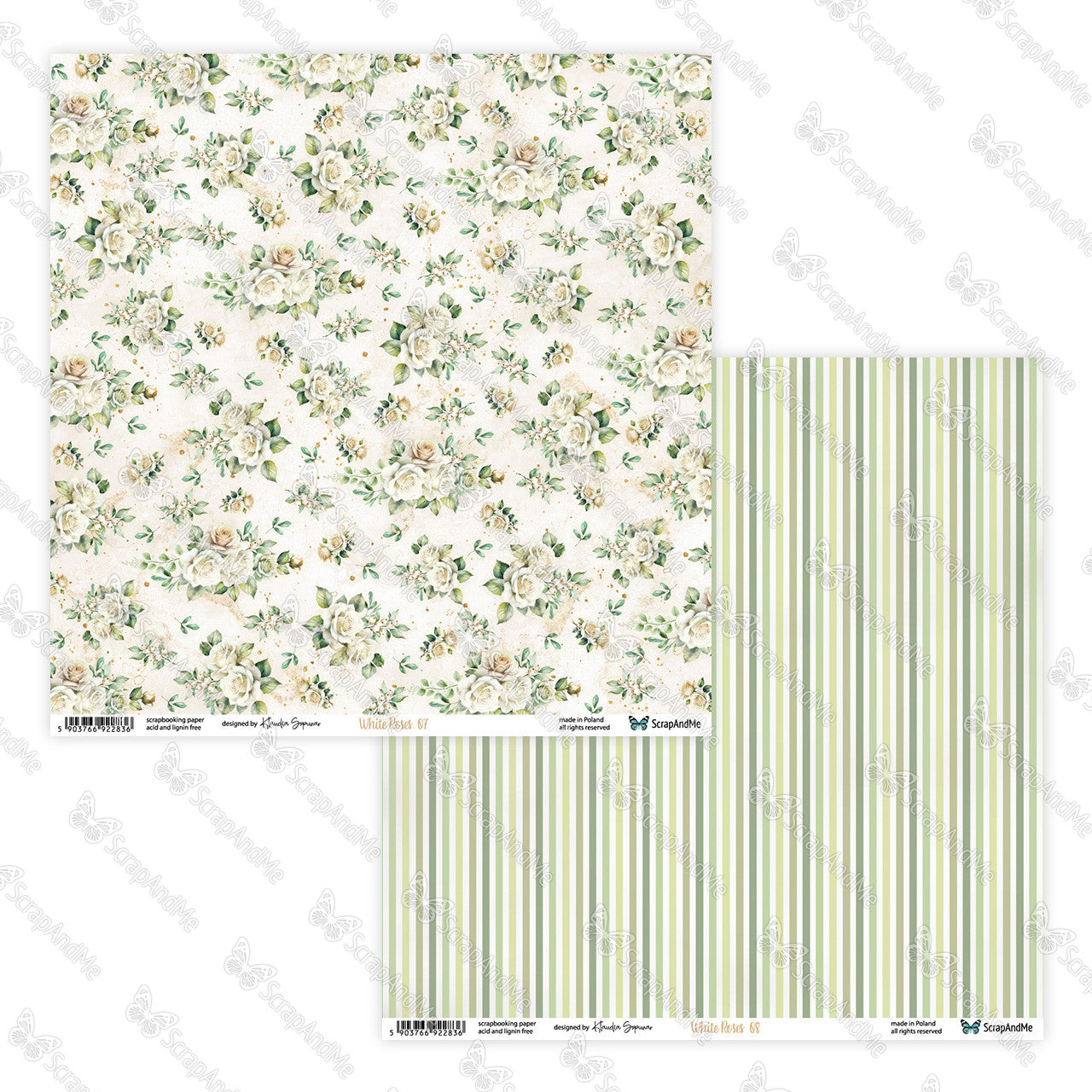 Scrapandme - White roses 12x12" - 07/08