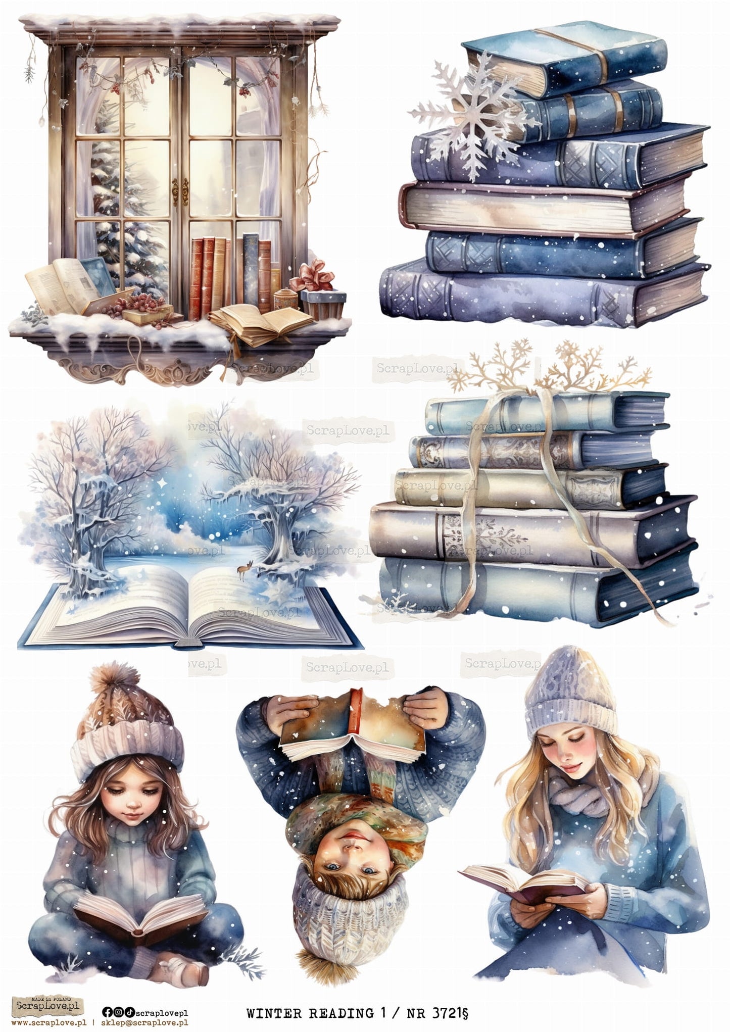 Utklippsark A4 - Winter Reading 1