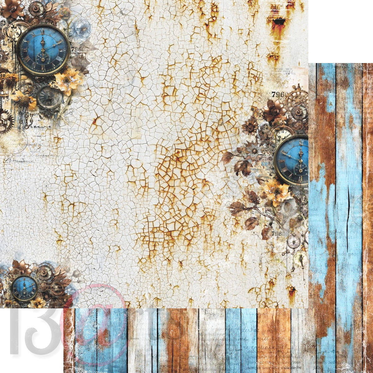 13arts - Vintage in blue 12x12"