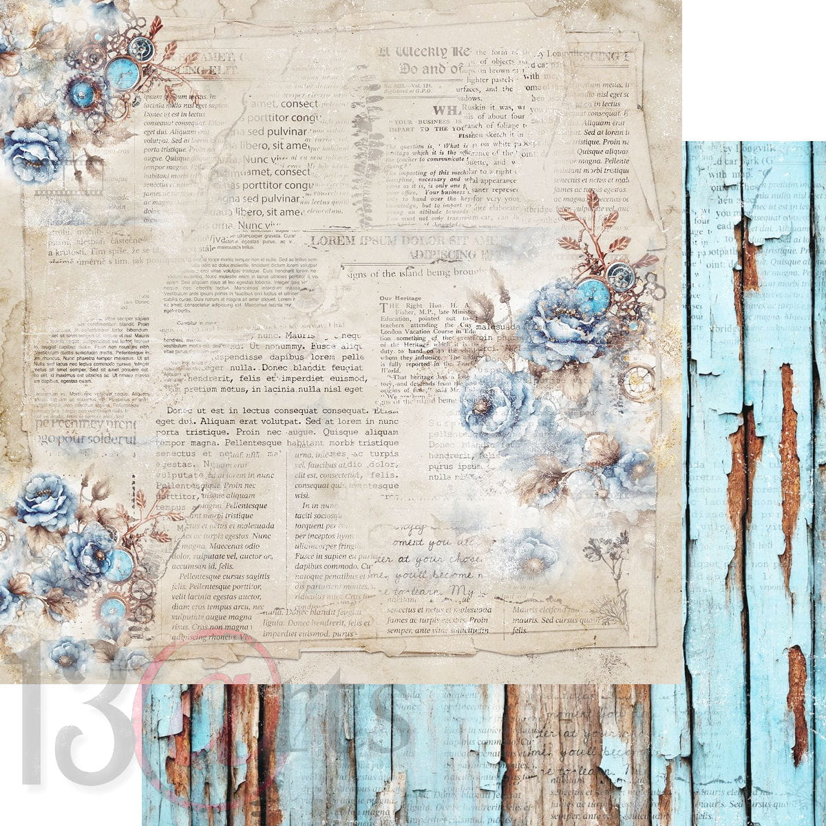 13arts - Vintage in blue 12x12"