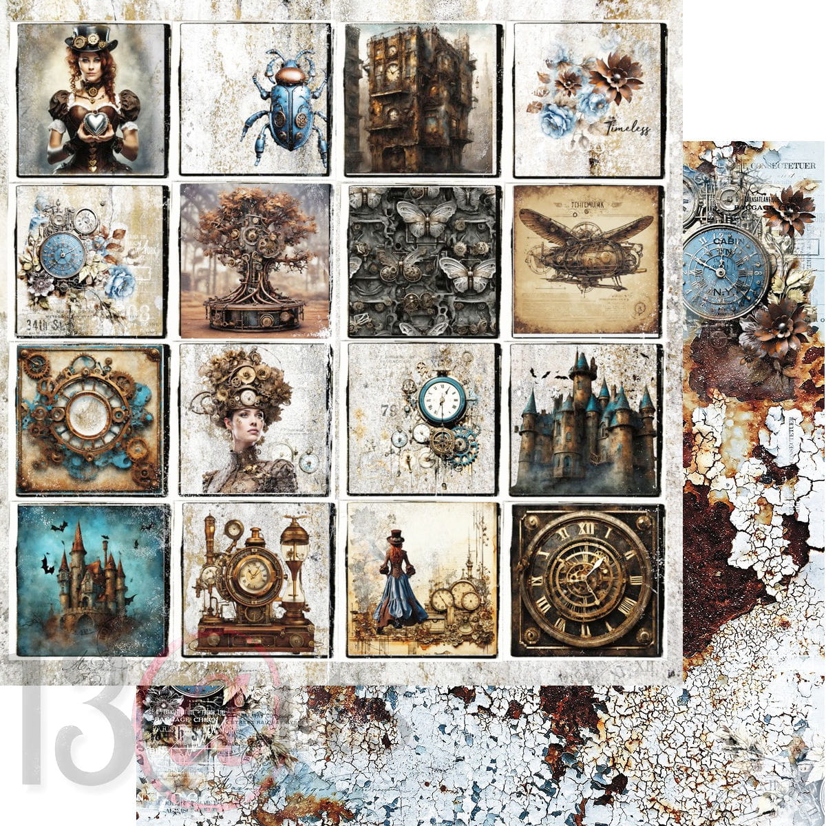 13arts - Vintage in blue 12x12"