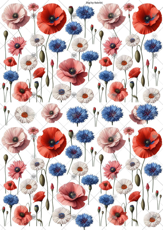 Utklipsark A4 - 17 mai blomster
