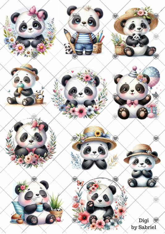 Utklipsark A4 - Panda