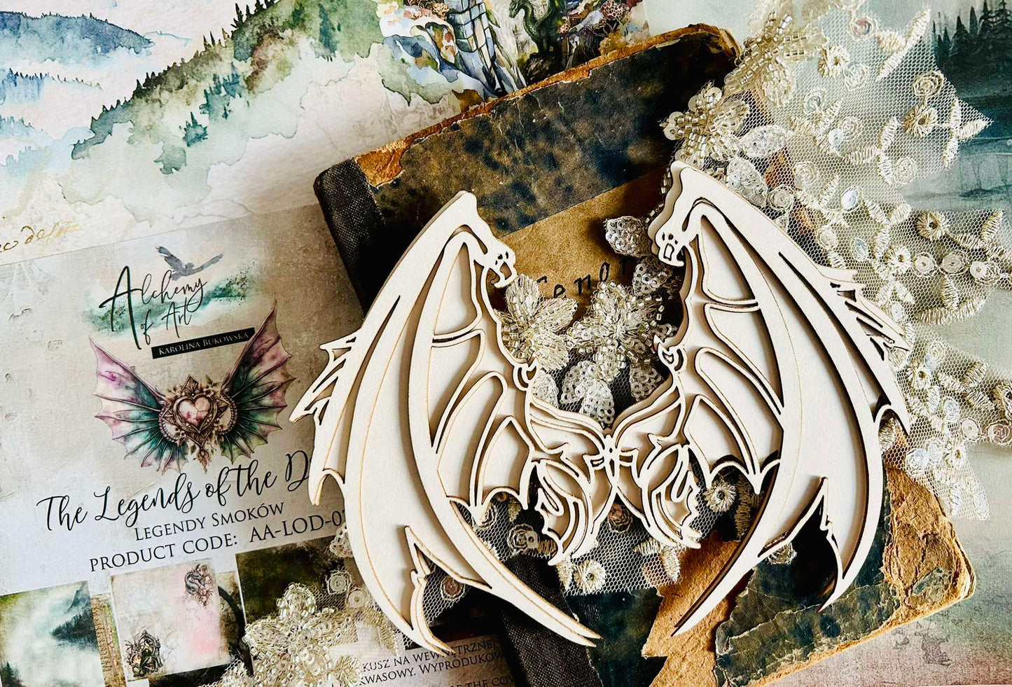 AlchemyOfArt - Chipboard Dragevinger 01 -  2 del