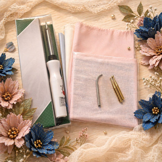 Startpakke for stoffblomster – komplett sett for å lage blomster av stoff