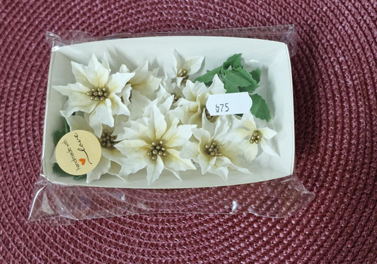 Foamiran blomster  - Poisentia hvitt