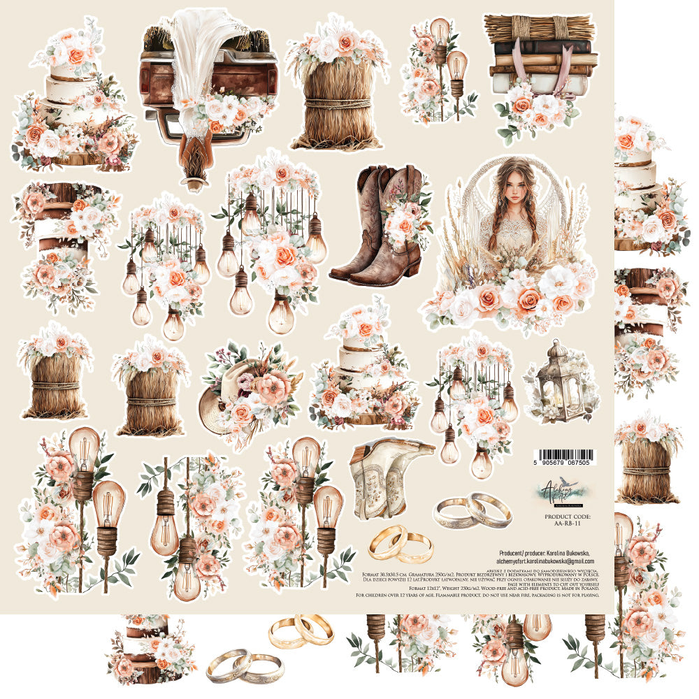 AlchemyOfArt - Romantisk Boho - klippeark 12x12"