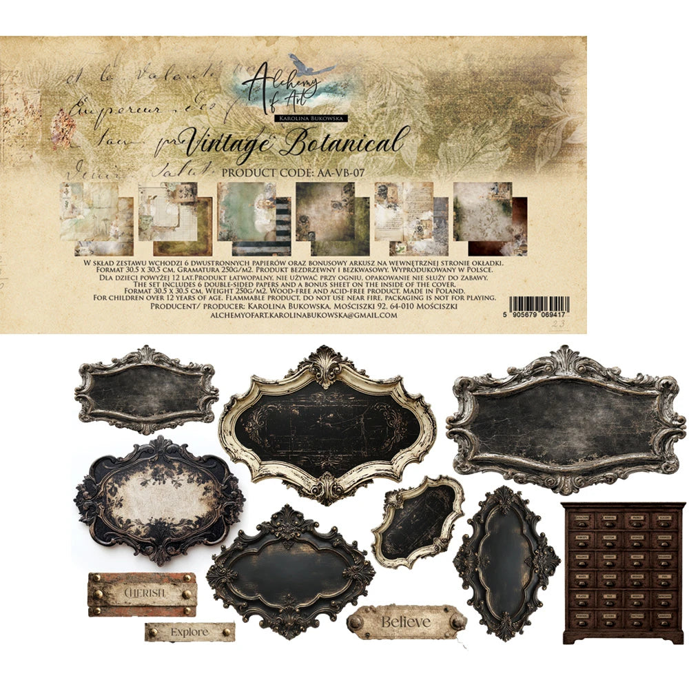 Alchemy of Art – Vintage Botanical – Papirblokk 12x12"
